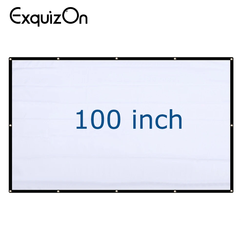 

100 Inch 16:9 HD Projector Screen Portable Folded Front Projection Screen Fabric with Eyelets without Frame For UNic UC46 UC40