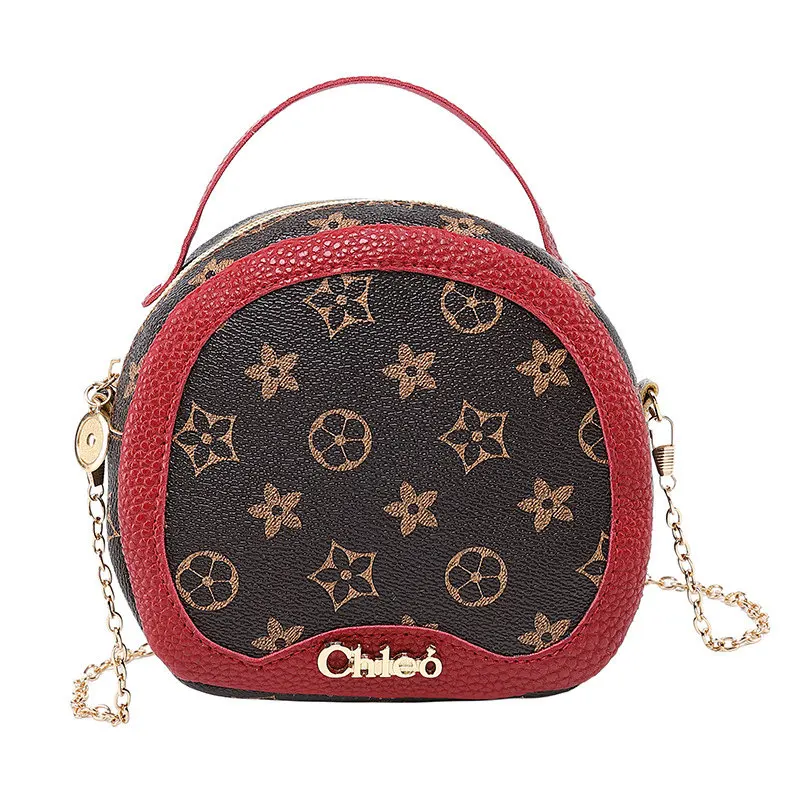 

Creative Printing Contrast Color Portable Round Bag Luxury Brand One Shoulder Chain Mobile Phone Bag 2019 Portable Messenger Bag