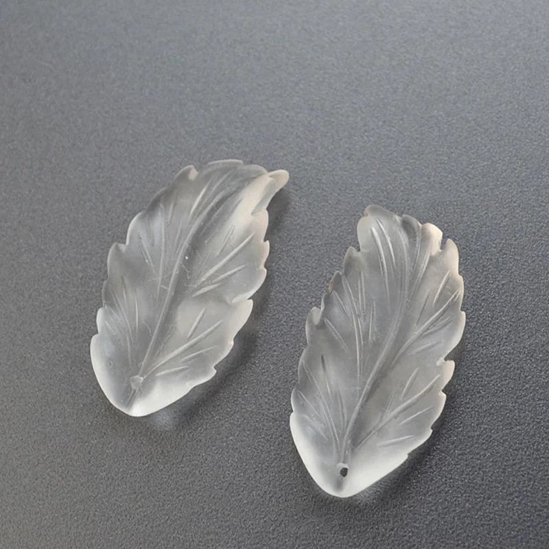 

2pair 28x16mm Hand Carved Clear Quartz Leaf Crystal Loose Bead Components Natural Stone Beads For Jewelry Making DYL0054