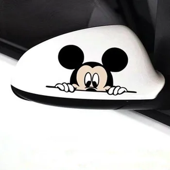 

Funny Car Sticker Cute Mickey Minnie Mouse Peeping Cover Scratches Cartoon Rearview Mirror Decal For Motorcycle