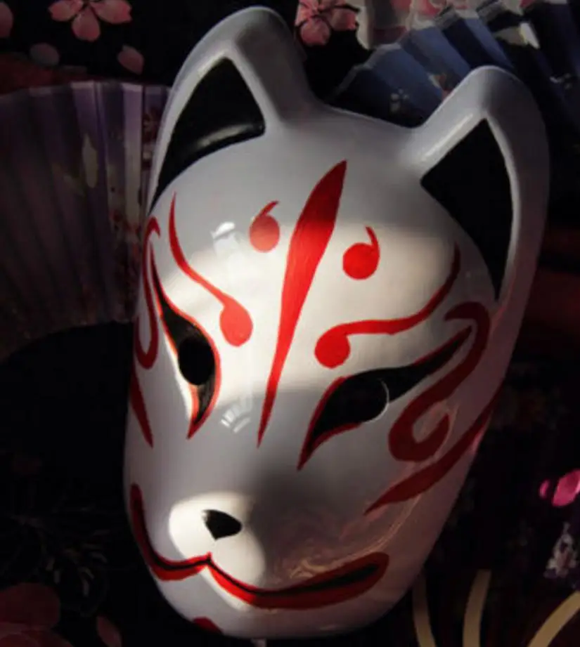 Plein visage peint à la main japonais fox masque kitsune cosplay