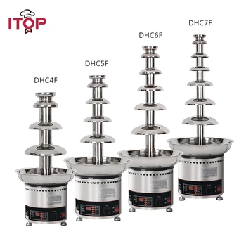 ITOP Stainless steel chocolate fountain Chocolate Waterfall Machine Melting + Warming Function 4/5/6/7 tiers Commercial Use