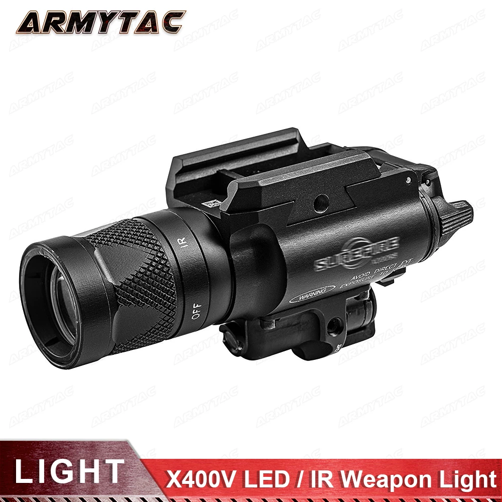 

X400V IR Night Vision Weapon Light Combo Laser Tactical Pistol LED Red Laser Constant Momentary Strobe Output Huangun Flashlight