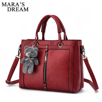 

Mara's Dream Large Capacity Ladies Totes Zipper Bear Strap Thread Shopping Office PU Solid Women Crossbody Shoulder Bag Handbags