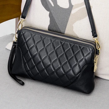 

Fashion Day Clutches Bag Messenger Bags Cow Leather Women Bag 100% Genuine Leather Handbag Plaid Shoulder & Crossbody Bags
