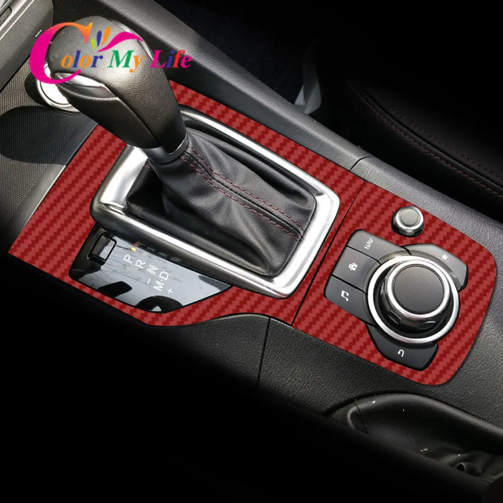 Ручка переключения передач из углеродного волокна для салона автомобиля, накладка на панель, наклейка, подходит для Mazda 3 Axela
