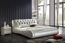 БОЛЬШОЙ мягкая кровать king size PU + ПВХ кожа мягкая кровать C355