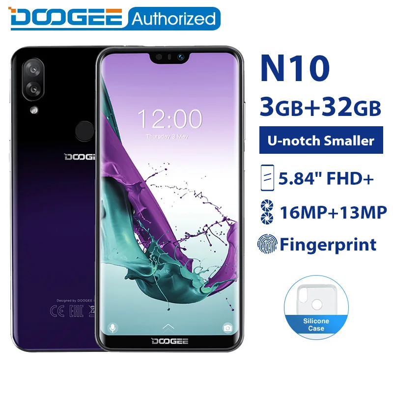 DOOGEE N10 3 ГБ 32 мобильный телефон Android 8 1 Восьмиядерный 5 84 ''FHD + 19:9 дисплей 16 0 Мп