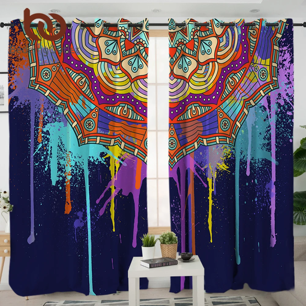 BeddingOutlet Bohemia Living Room Curtain Watercolor Boho Blackout