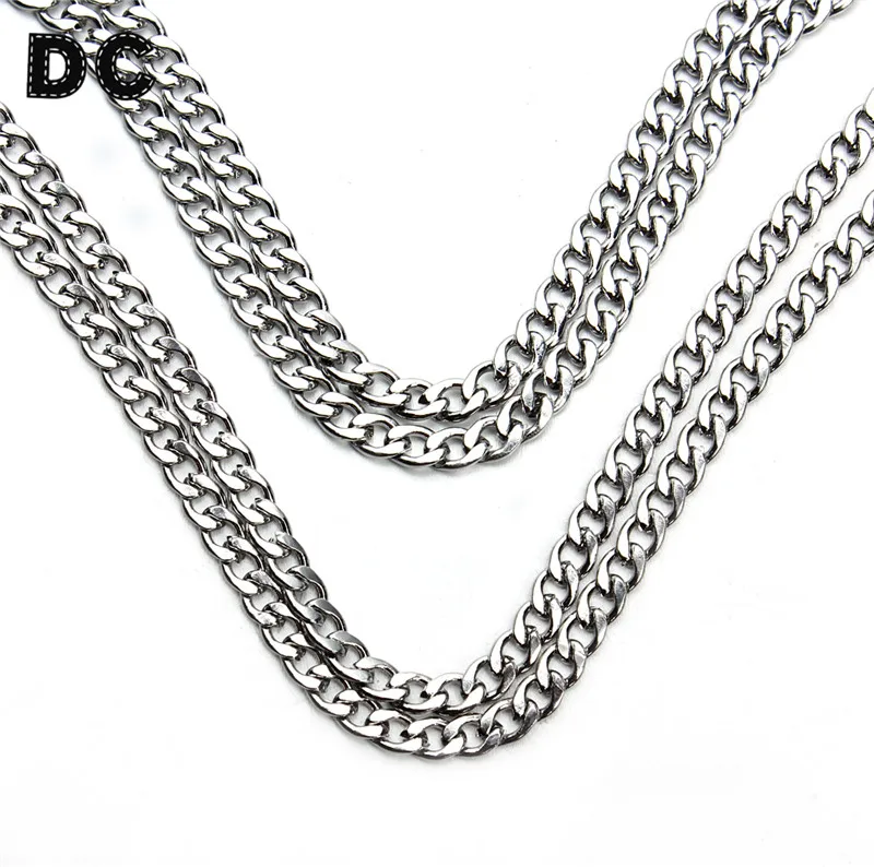 DC 5meter/lot 3/4/5mm Silver Tone Stainless Steel Open Link Chain Bulk