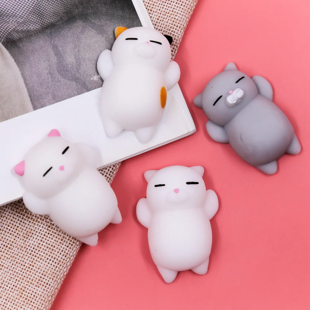 

Kawaii Squishy 4pcs/lot Cute Lazy Cats Mini Decompress Slow Rising Squishy Clever Soft Hand Pinch Phone Strap Kid Gifts Straps