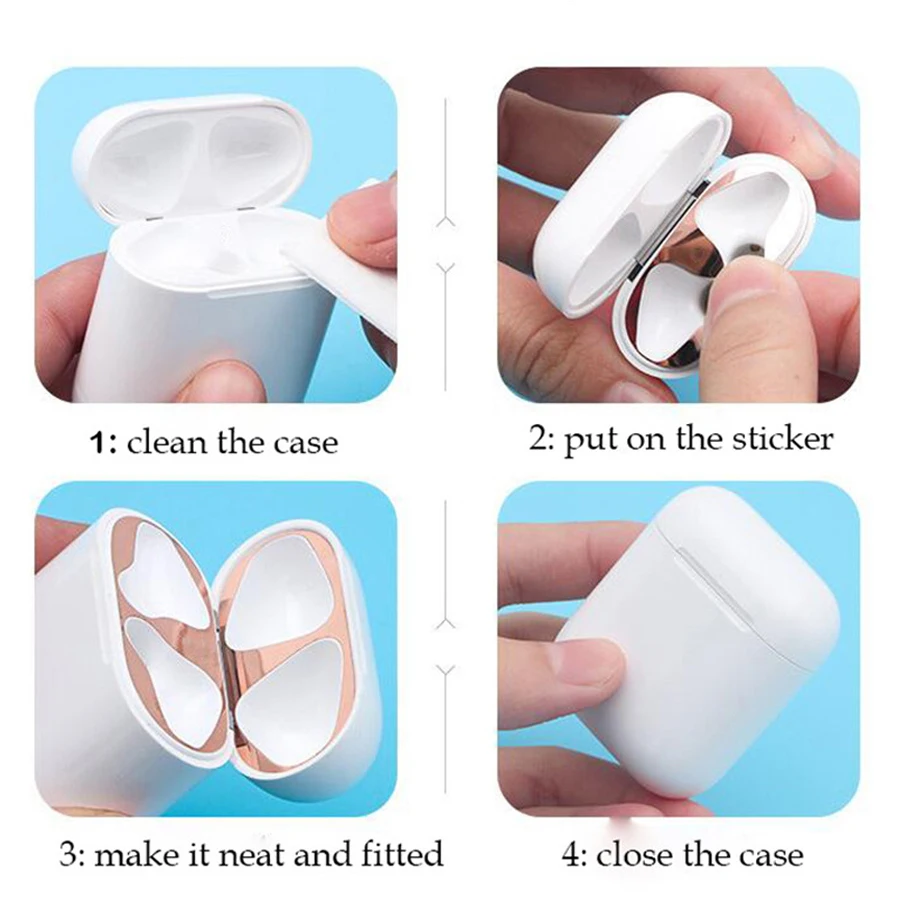 Металлическая Пылезащитная наклейка для Apple AirPods ультратонкая Защитная Наклейка