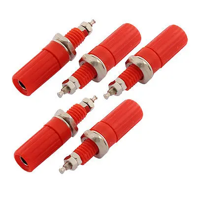 

5pcs Panel Mount Instrument 4mm Female Banana Speaker Plug Sockets Red