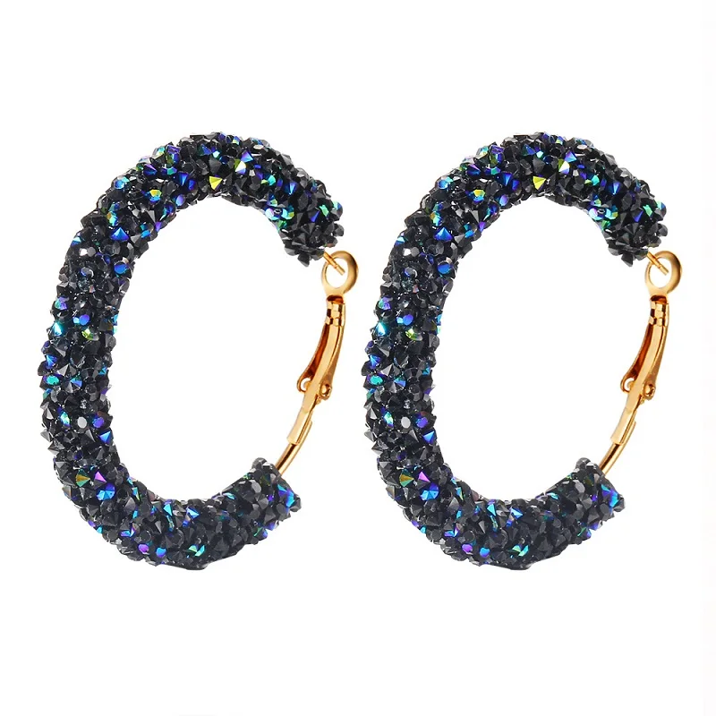 

Fashion Design Charm Stud Earrings Geometric Round Shiny Crystal Rhinestone Big Earring Fashion Jewelry Women Wedding Bride Gift