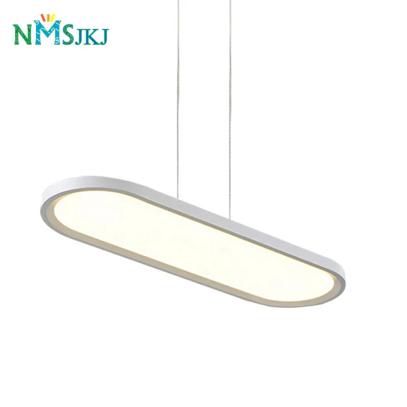 

Creative Flush Mount White led Chandelier Light Fixture for Dining Room Restaurant Rectangular Hanging Pendant Lamp