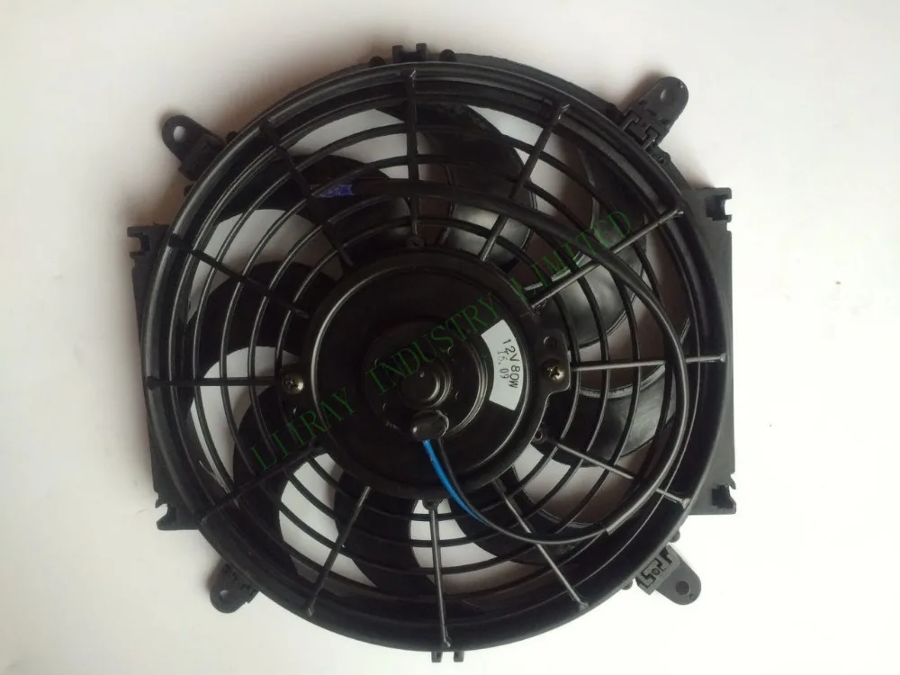 

10 inch universal radiator cooling electricity fan ac fan with curved leaves,12v 80watt suction pull With Mounting Kit