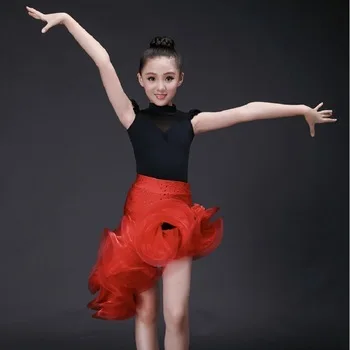 rumba girl costume latin dress children black skirts competition sexy tango dresses customized ballroom dance wear for girls