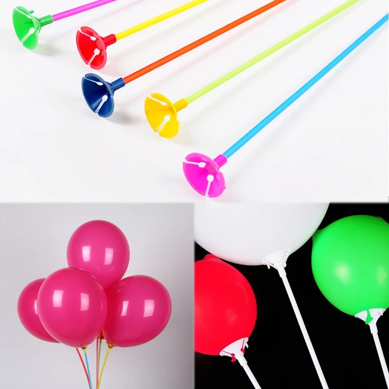 40CM PVC Balloon Holders Balloon Sticks Mixed color for Wedding DIY Party Decoration with Cups White Festival Supplies 10PCS/Set