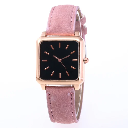 Прямая поставка, женские часы, Топ бренд, кожа, квадратный дизайн, маленькие часы, женские наручные часы для женщин, часы, Relogio Feminino - Цвет: Розовый