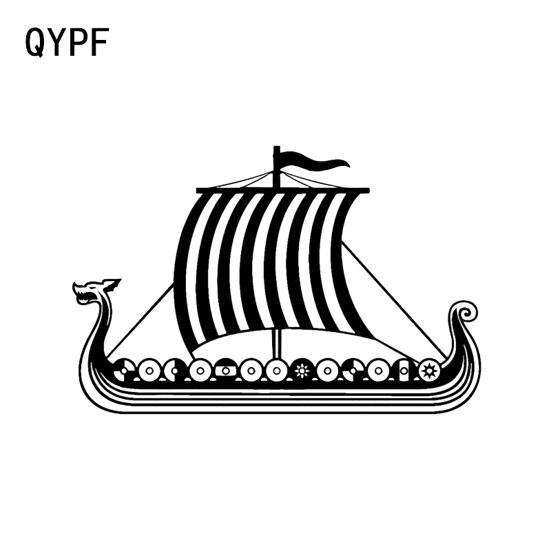 

QYPF 14.8*9.7CM Interesting Dragon Ship Boat Sail Sailor Decor Car Sticker High Quality Silhouette Vinyl C16-1108