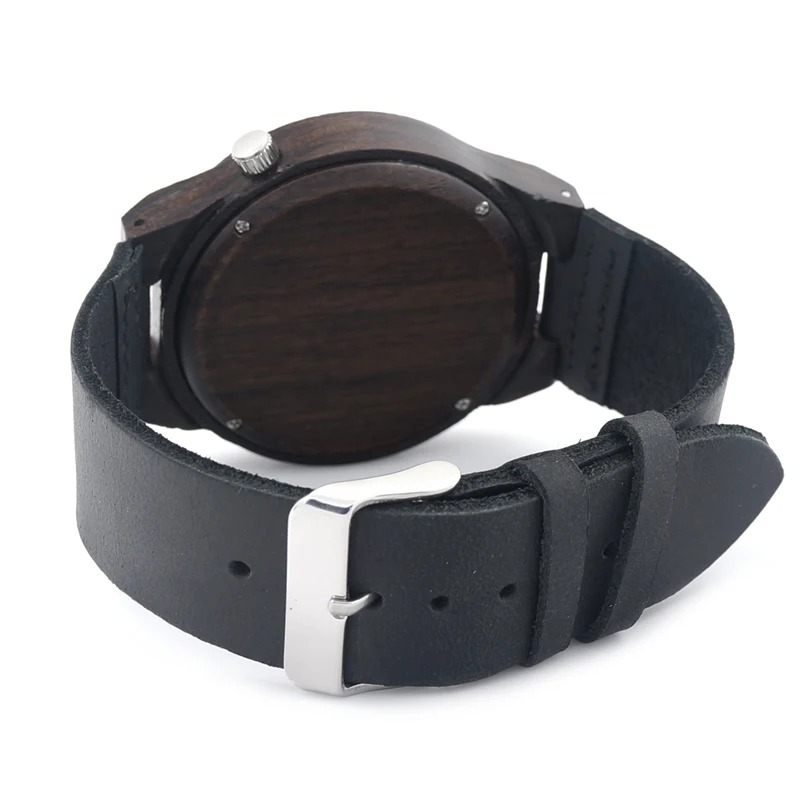 BOBO BIRD B12 Ebony Wood Men's Designer Bamboo Wooden Wristwatch With Genuine Leather Strap Casual Men dress Watch In Gift Box