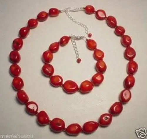 

Jewelry 00966 The real red coral necklace bracelet
