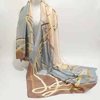 

Phertiful Silk Scarf Print Chain Wrap Scarves Foulard Shawl Hijab Luxury Brand Bufandas Cape Head Scarves Oversize Beach Towel72