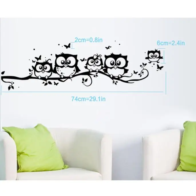 1Pc Wall Stickers Kids Vinyl Art Cartoon Owl Butterfly Sticker Decor Home Decal Room Decors Sticker#4 | Дом и сад