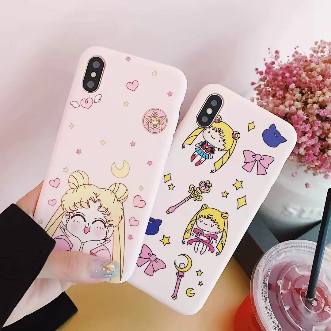 

Lovely Sailor Moon Pattern Silicone Phone Case for iphone 7 8 X XR XS Max Soft TPU Case Cover for iphone 6S 8 6/7/8 plus