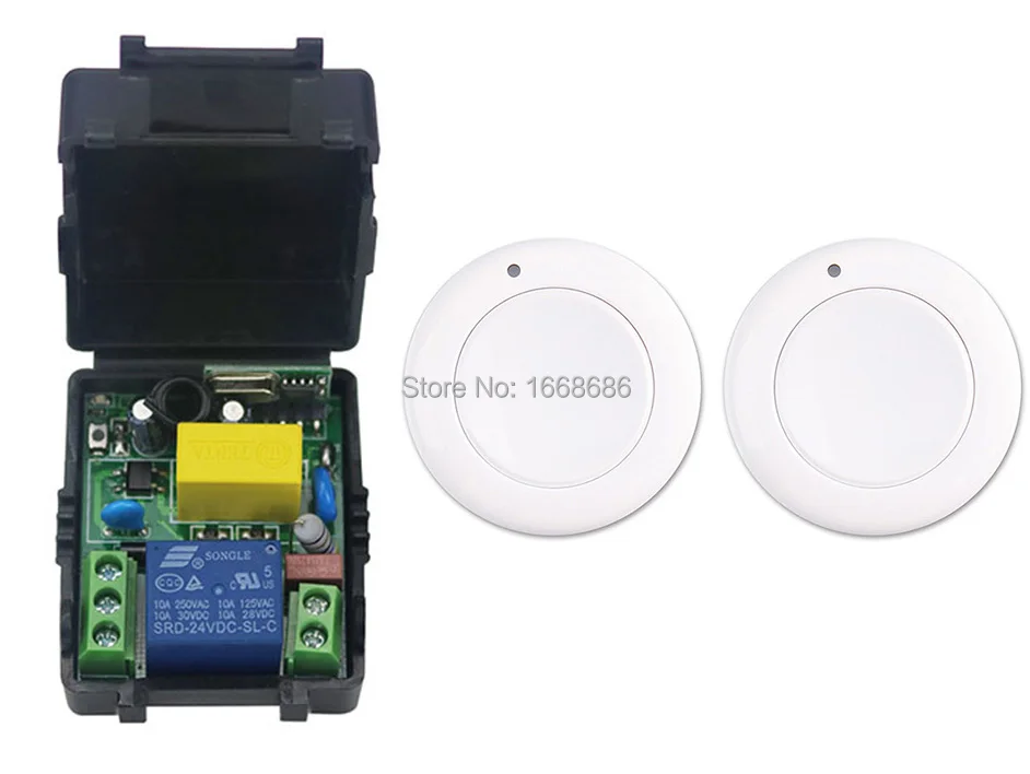 

New multi-function output mode AC 220 V 1CH Wireless Remote Control Switch System Receiver & 2*White wall Panel Sticky Remote