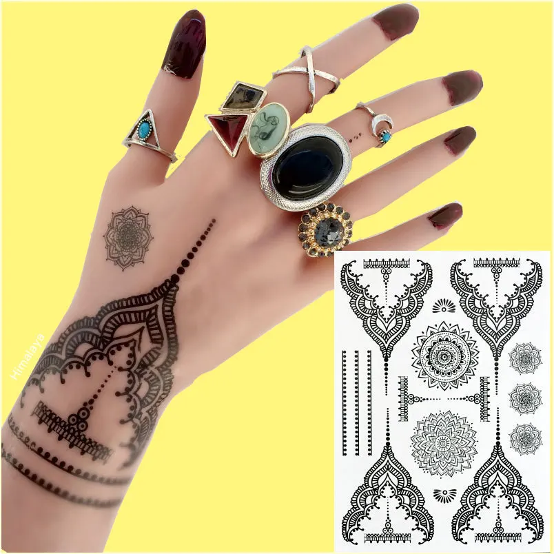 4 tattoo temporary year Henna Waterproof #BH 4 Pretty Tattoos Black Temporary