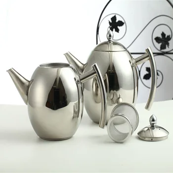 

1L Coffee Maker Tea Maker Stainless Steel Milk Coffee Pot Sliver Cold Water Pot Kettle With Strainer Mini Home Kitchen Tools