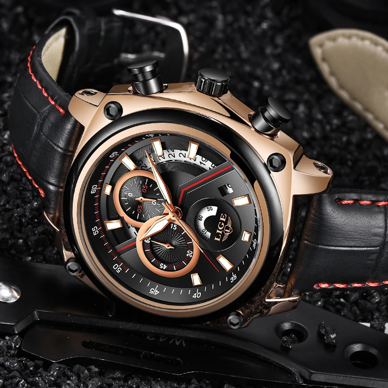 2018 LIGE Relogio Masculino Men Watch Casual Fashion Top Luxury Brand Sport Watch Men Military Waterproof Leather watches