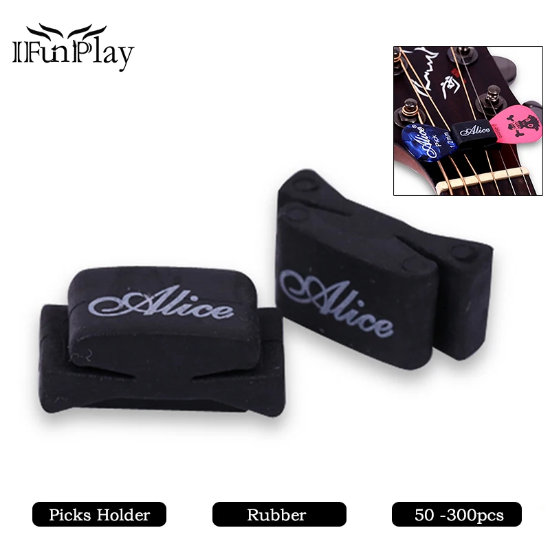 50pcs Alice Guitar Picks Holder Rubber Palhetas Plectrums Pick Case Fix on Headstock for Guitar