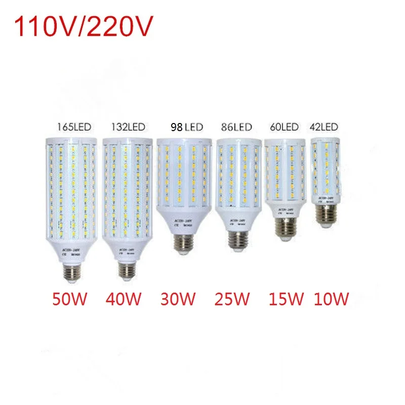 Очень яркая светодиодная лампа E27 42/60/86/98/132/165 светодиодный чипы AC110V/220 V светодиодный лампада кукурузы лампочки Подвесная лампа-канделябр