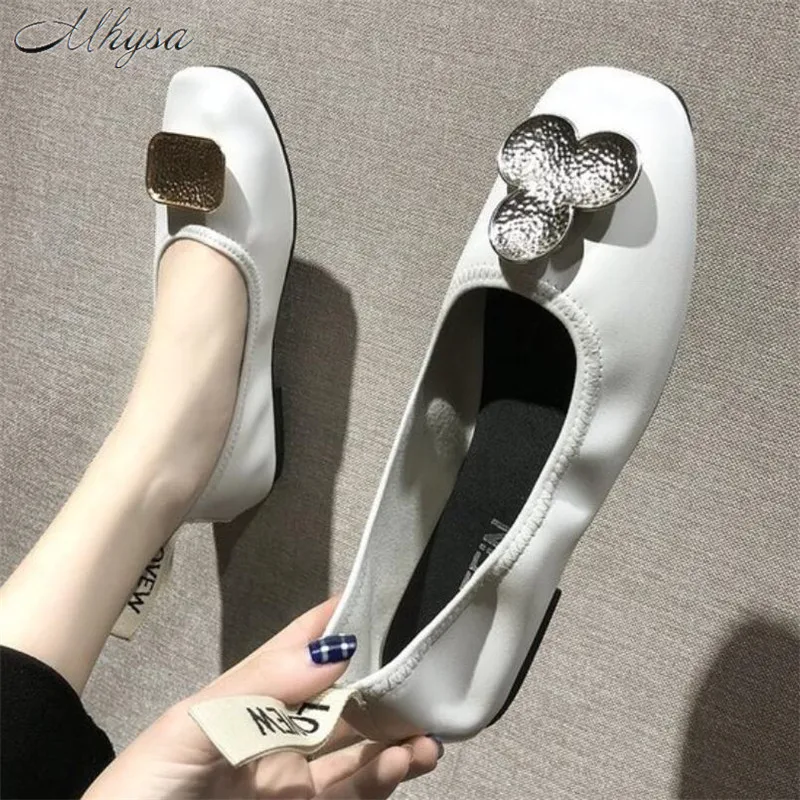 

Mhysa 2019 Spring New Fashion Women Flat Ballet Shoes Square Toe slip-on Flats Shoes Elegant Comfortable casual Lady Shoes T774