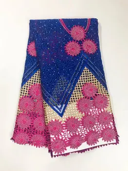

French African lace fabric high quality embroidered Nigerian net lace with guipure lace fabric 5 yards for lady dress K-J1496A