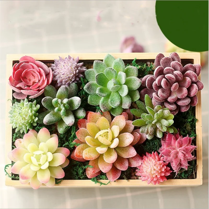 

Home Simulation Of Meat Flocking Plants Mini Miniature Succulents Plastic Artificial Plants Tree Garden Miniature Home Decoratio