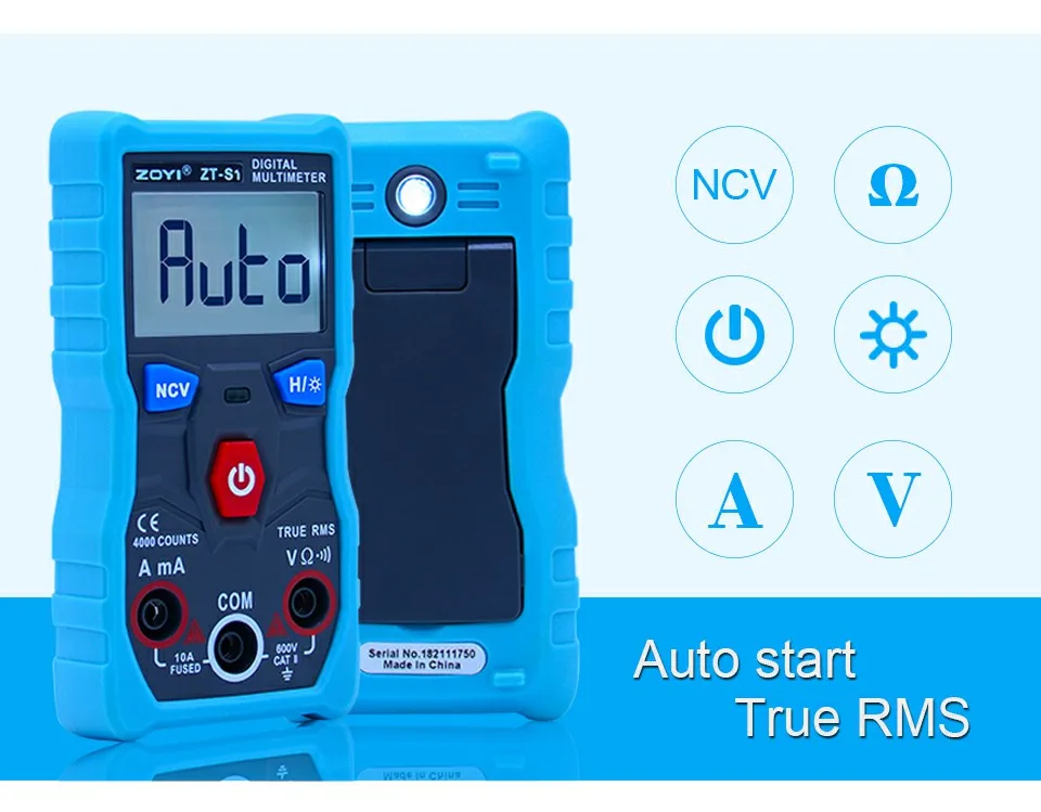 ZT-S1 Автоматический цифровой мультиметр True-RMS intelligent NCV 4000 Counts AC/DC Напряжение Ток Ом тесты инструмент