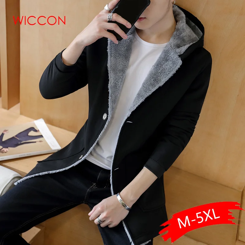 

Winter Men With Warm Hood Men's Coats Fashion Winter Men 's Warm Jacket Hoodie Trench Plus Size Man Jackets Black
