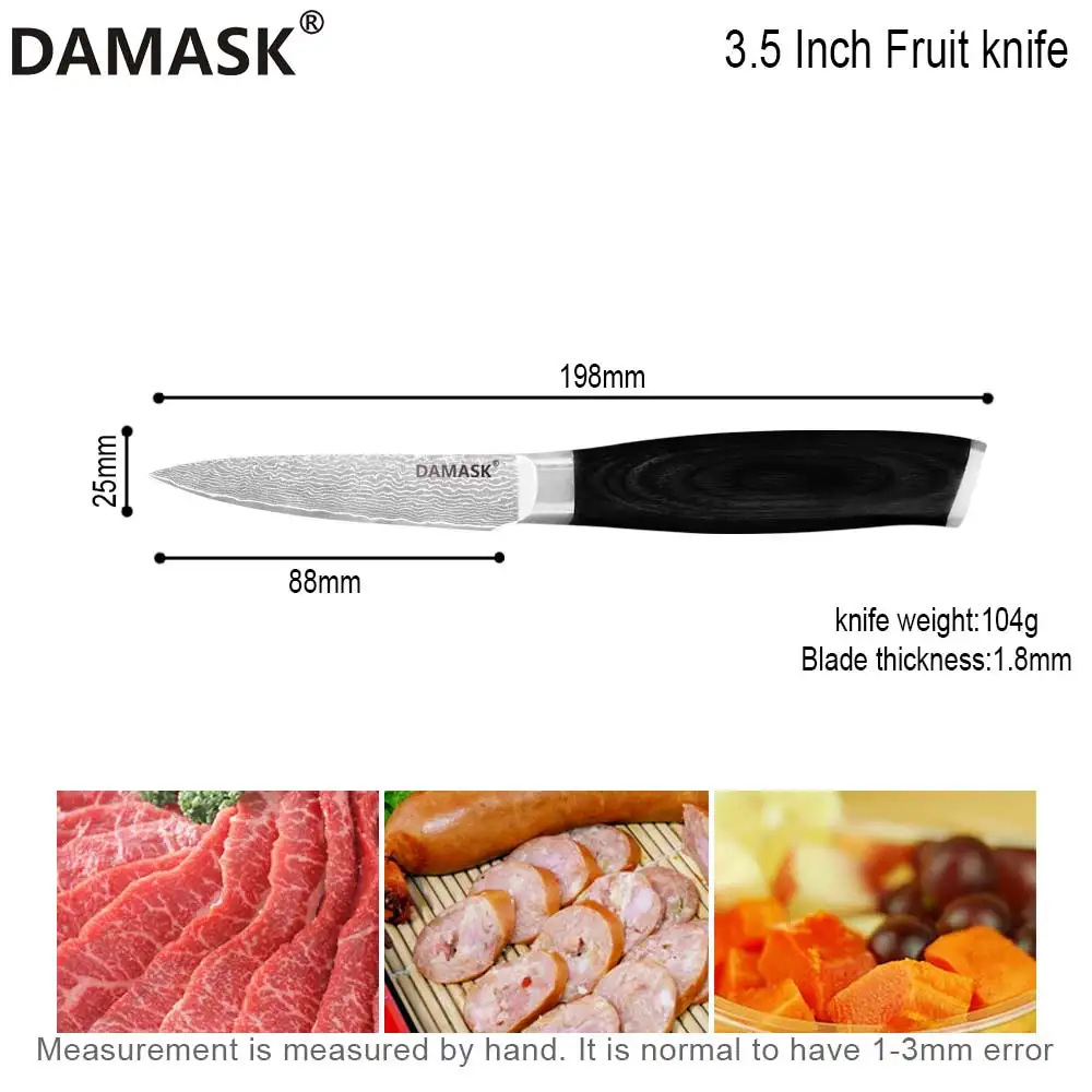 Damask " Santoku 5" утилита 3," нож для очистки овощей Дамаск острые кухонные ножи набор японский VG10 сталь многоцелевой шеф-повара режущие инструменты