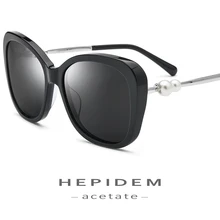 Ацетатные поляризационные солнцезащитные очки для женщин, фирменный дизайн, кошачий глаз, роскошные сексуальные кошачьи глаза, жемчужные, большие, зеркальные, корейские Солнцезащитные очки для женщин