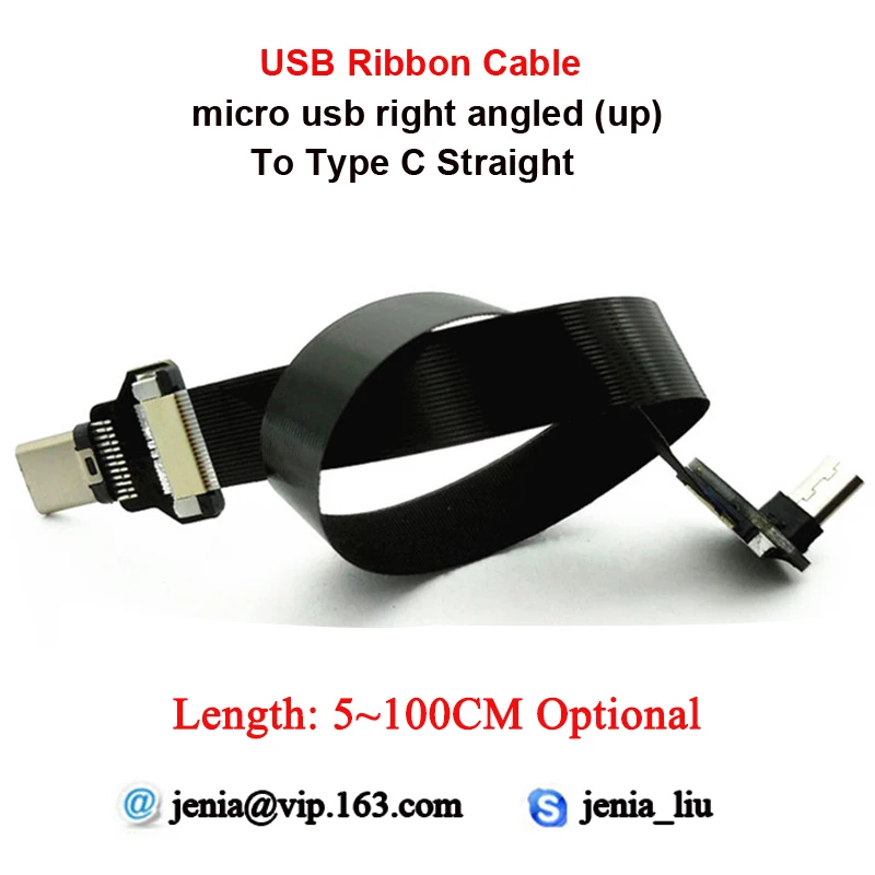 5CM100CM Thin Ultra FFC USB Data Flexible Ribbon Flat Cable Micro USB