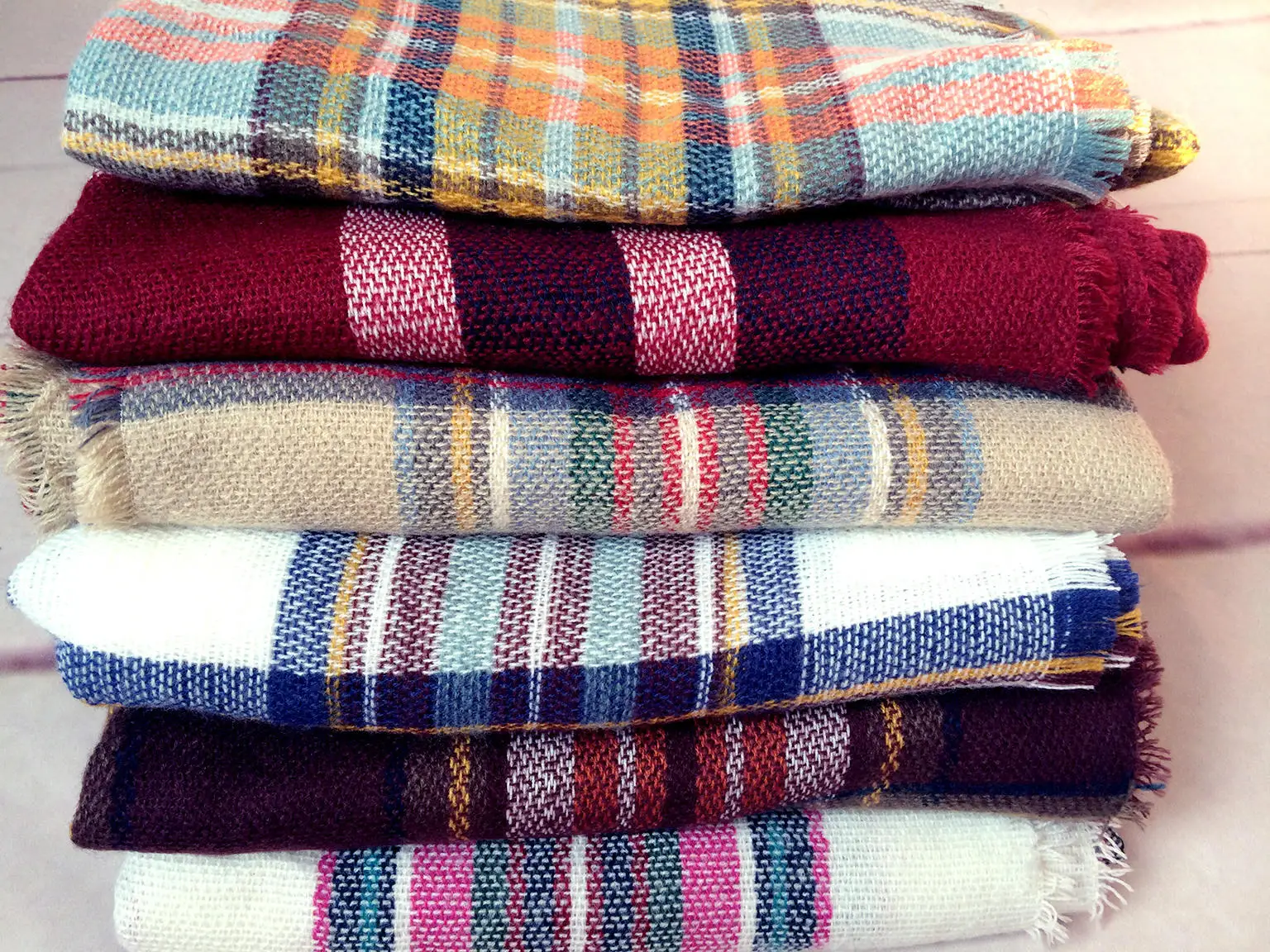 Women Plaid Scarf font b Tartan b font Shawl Wrap Cashmere Feel Oversized Square Scarves Blanket
