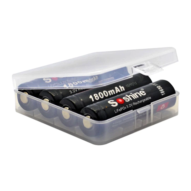 4pcs Soshine 3.2V Rechargeable 18650 LifePO4 Battery Cell 1800mAH Protected Positive nipple for Led Torch Headlamp Bicycle Light