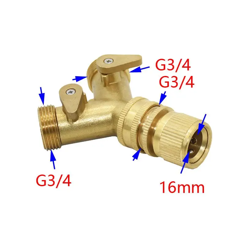 Садовый шланг, латунь, 2 способа крана, оросительный клапан, Y, водопроводный разъем 3/4, мужской делитель воды, полив 1 шт - Цвет: Цвет: желтый