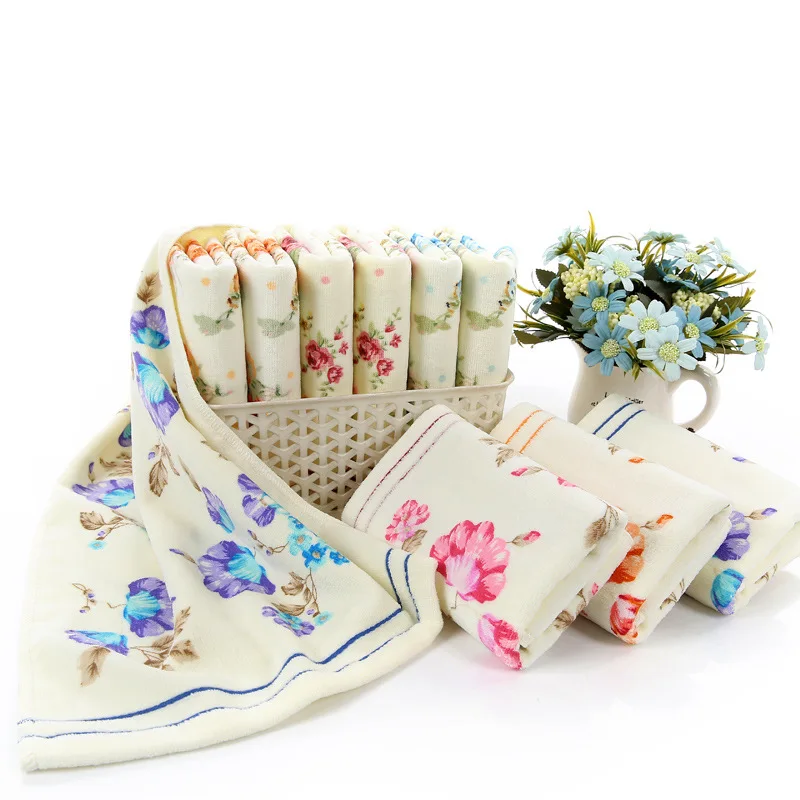 Face Towel Cotton Flower Printed 3PCS*LOT Bathroom Hand Towels Embroidery Terry cotton towel cotton face towels