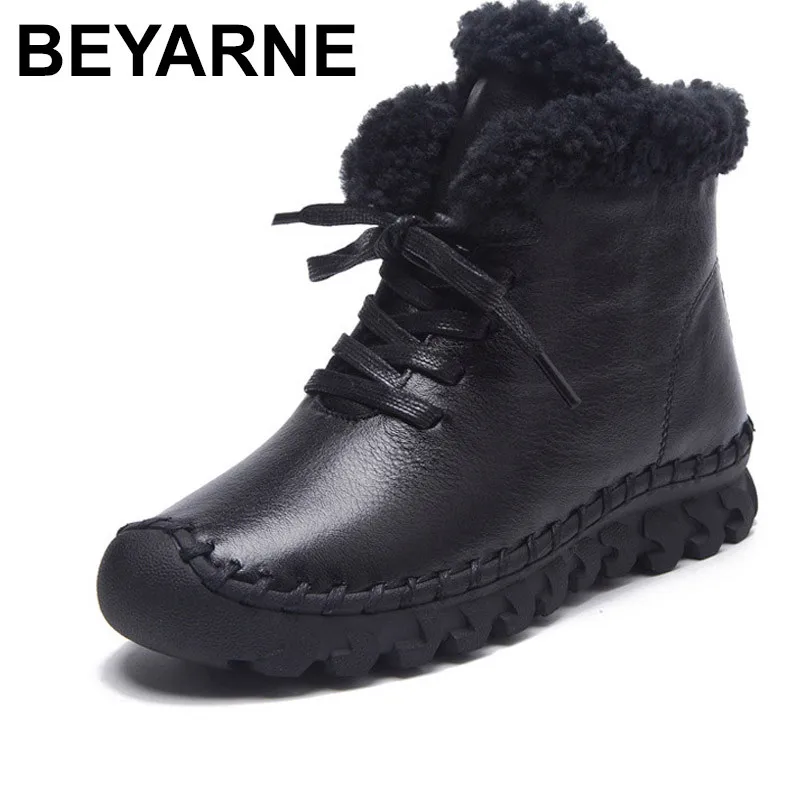 BEYARNEWarm толстые хлопковые зимние сапоги для женщин 2017 модные новые повседневные