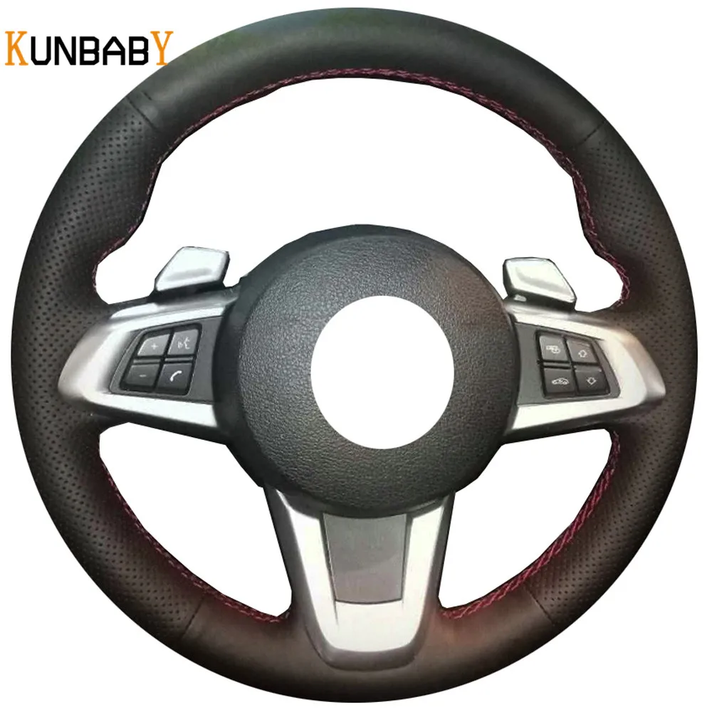 KUNBABY Car Styling Black Genuine Leather Car Steering Wheel Cover for BMW E83 Z4 2009 2014 Car ...