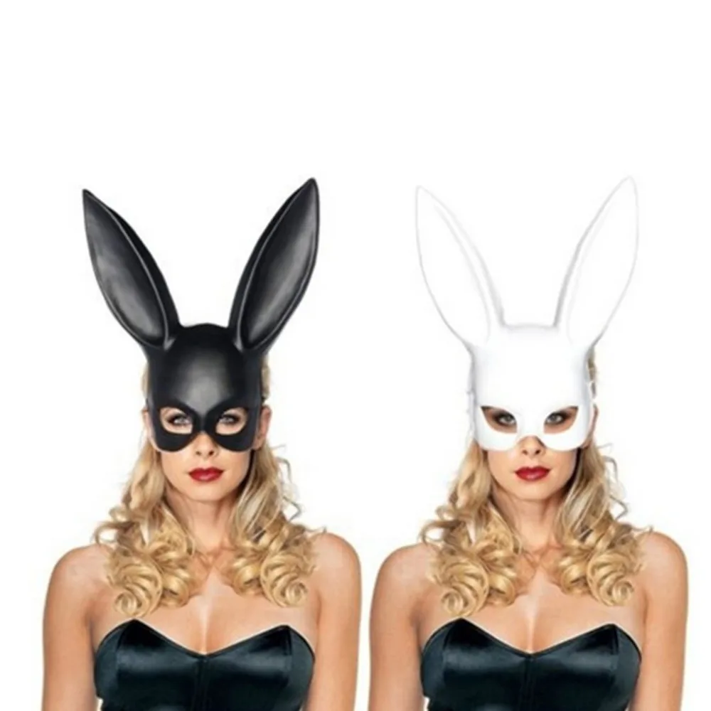 

1PC Fashion Women Girl Party Rabbit Ears Mask Black White Cosplay Costume Cute Funny Halloween Mask Decoration